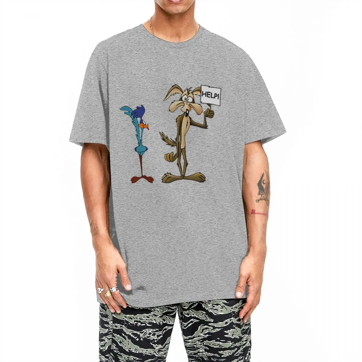 Casual Roadrunner Wile Coyote Cartoon T Shirt Unisex Crewneck Short Sleeve Top Tee Cotton Tops