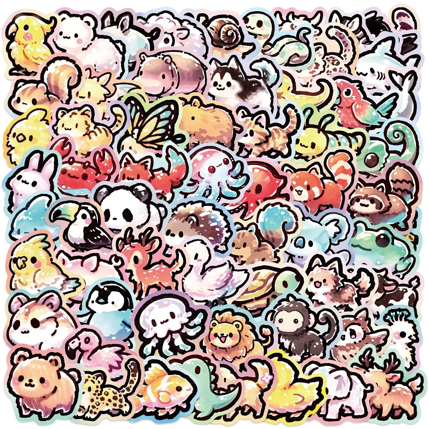 

65PCS Cartoon Colorful Graffiti Painted Style Cute Animals Decorative Laptop Guitar Laptop Suitcase Waterproof Sticker Kids Toy