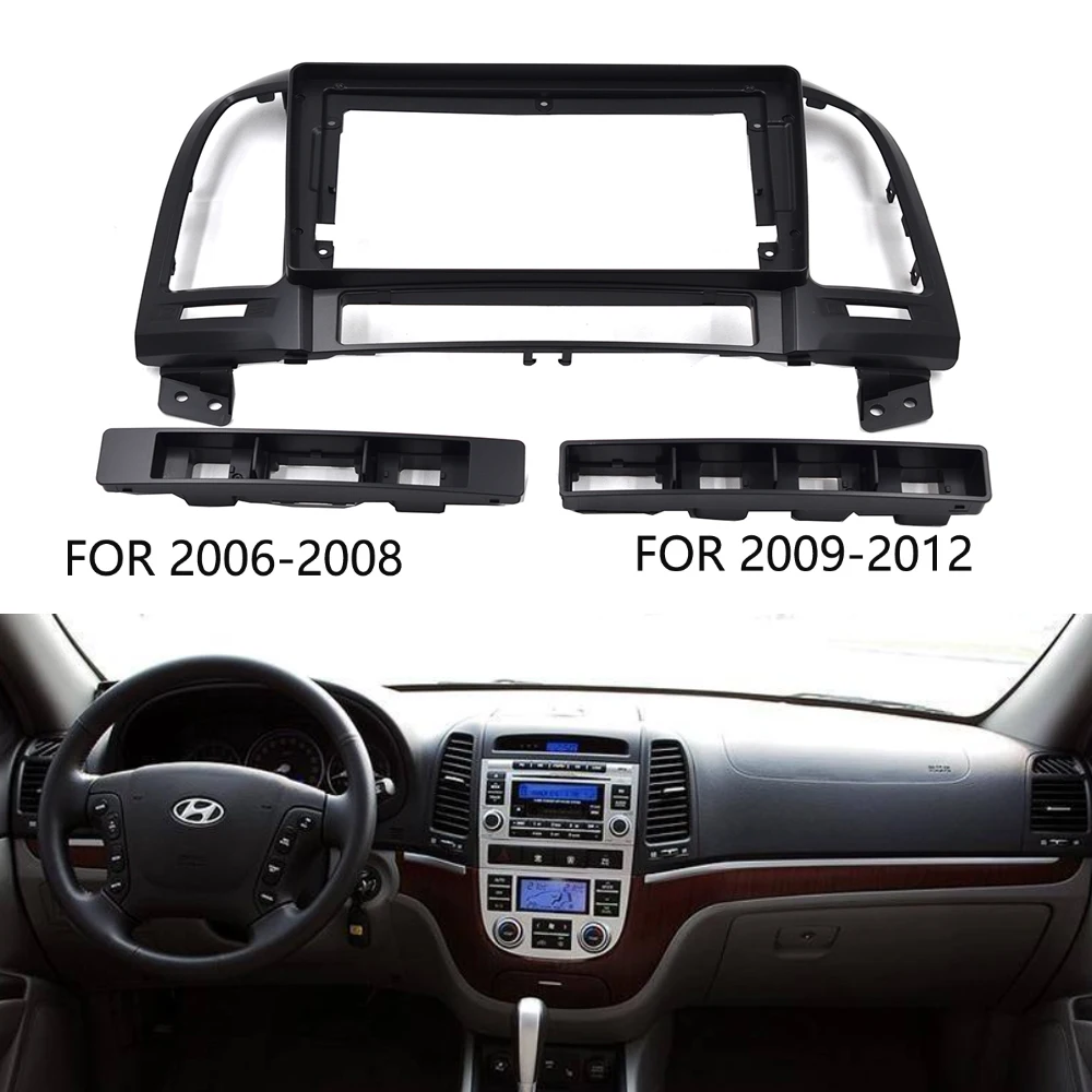 byncg 2 Din Car Radio Installation GPS Plastic Fascia Panel Frame and Cable for HYUNDAI Santa Fe IX45 2006~2012 Dash Mount Kit