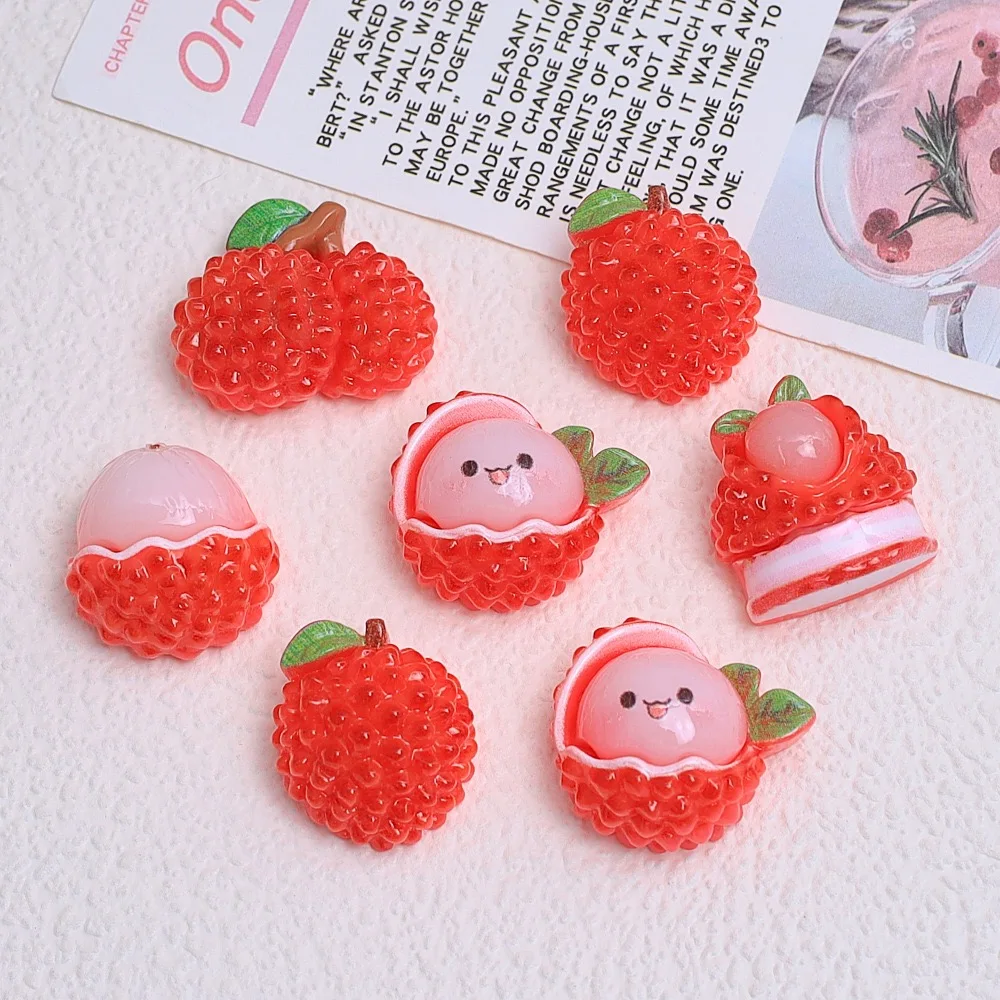 10pcs Cute Lychee Resin Flatback Cabochon Scrapbooking For Phone Decorationo DIY Jewelry Crafts Hair Bows Accessories