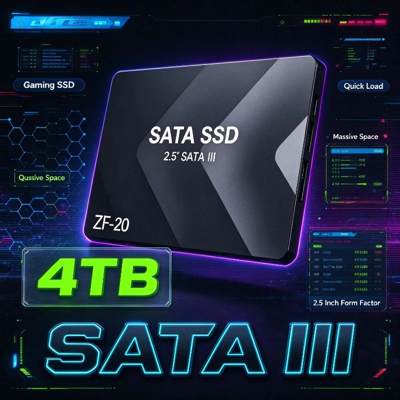ZF-20 2.5 Inch SATA III 4TB SSD Internal Solid State Drive Ultra Capacity Stable Storage Hard Disk for Laptop Desktop Micro PC