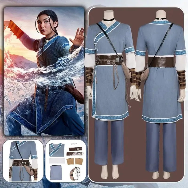 

Avatar Last Cos Airbender Katara Cosplay Fantasia Costume Disguise Adult Women Clothes Roleplay Outfit Halloween Carnival Suit