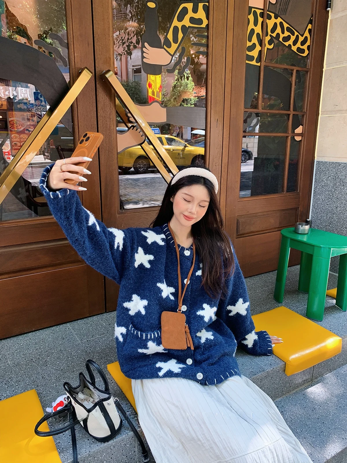 

Women's Star Pattern Loose Fit Thi Knitted Sweater Cardigan round Ne Casual Sle Autumn Winter New Arrival Faion Top