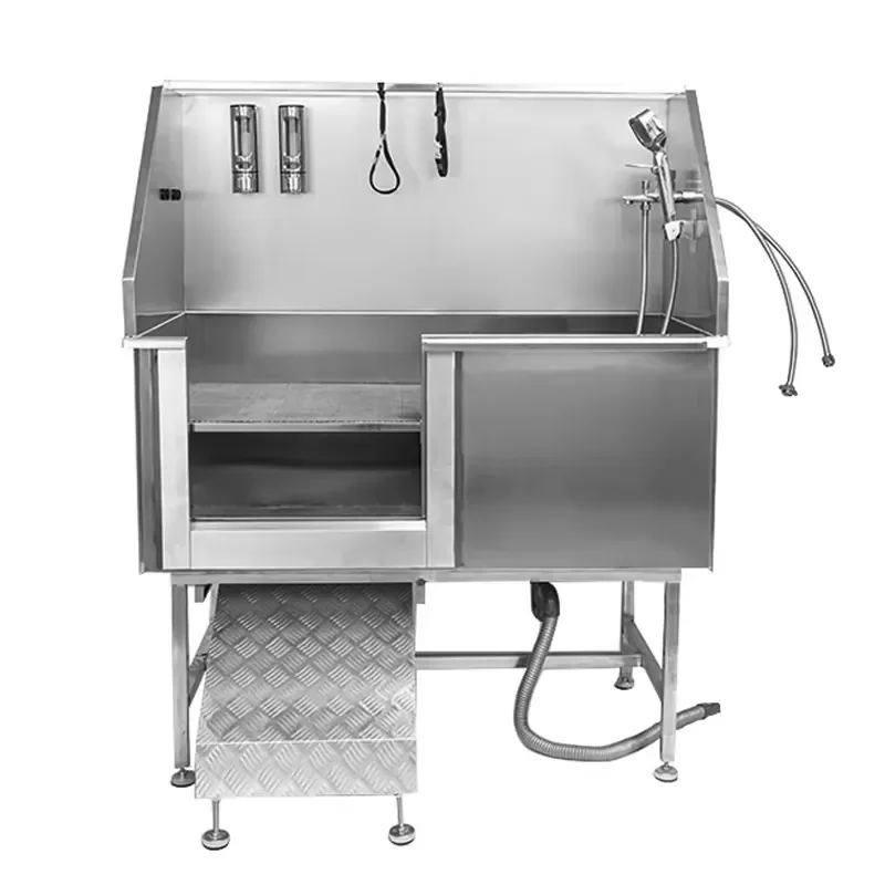 Hot Sale Stainless Steel Eco-Friendly Pet Bathhtub with Ramp Faucet Hose and Ring Grooming Tubs for Dog Pet