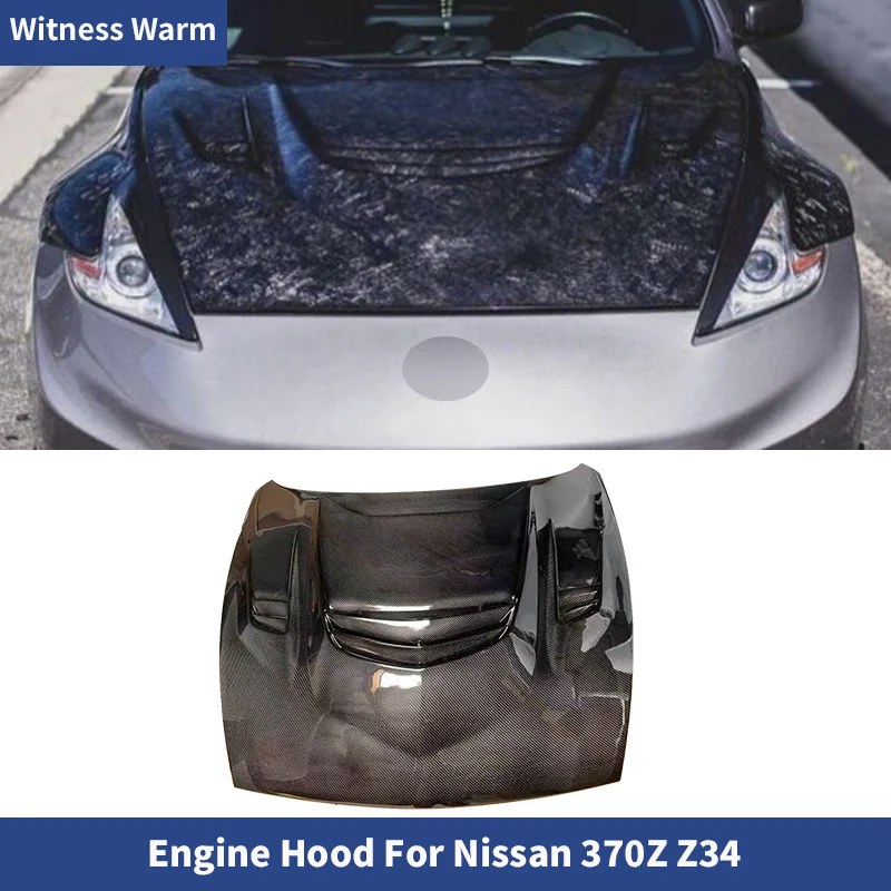

Капот двигателя с отверстиями из углеродного волокна, автомобильный капот, крышка двигателя для Nissan 370z Z34