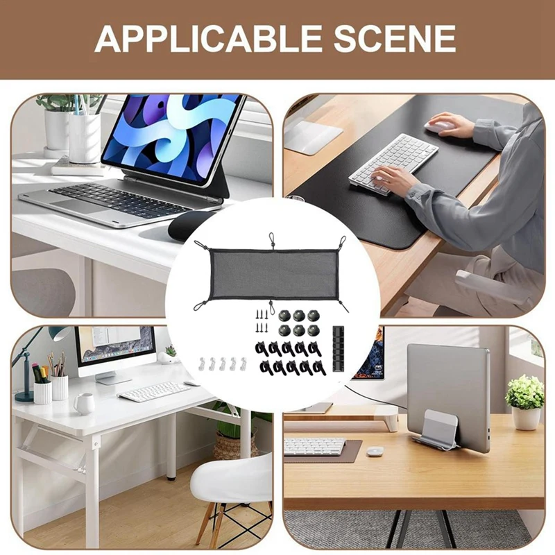 Cable Management Net Under Desk Wire Management Flexible Under Desk Cable Management Tray For Home Classroom Table Desk Durable