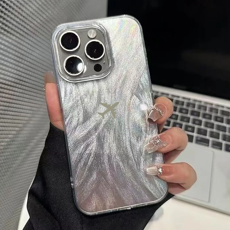 حافظة لهاتف آيفون 17 16 15 14 13 12 11 Pro Max بتصميم طائرة بسيط غطاء IMD لهاتف آيفون XS XR X 7 8 Plus 16E 17 Air Funda #3