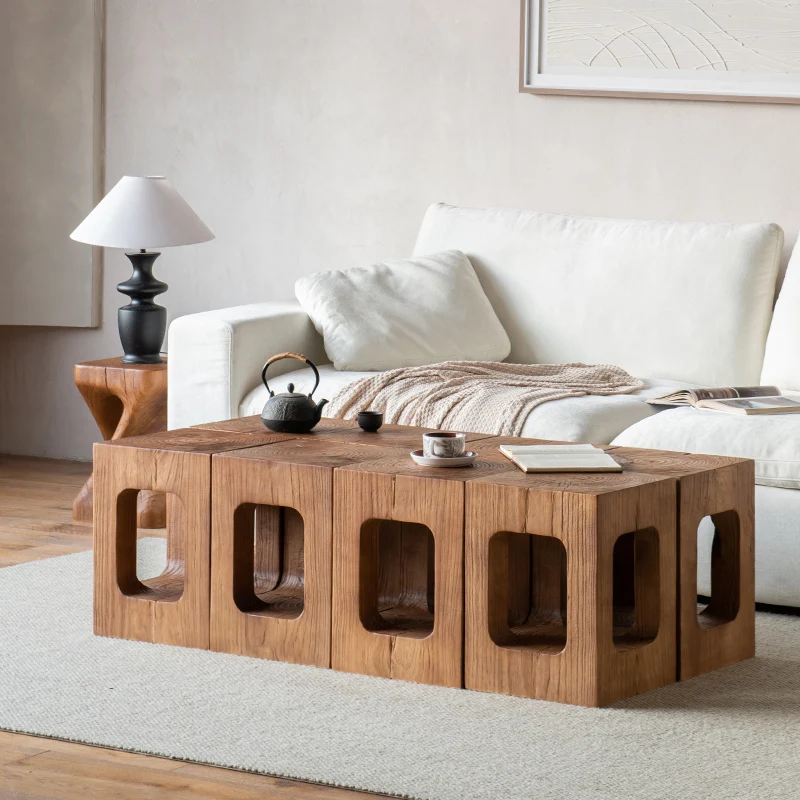 ！@Handmade Square Solid Wood Modern Coffee Table for Home Living Room Furniture XIWU Brand Eco-Friendly Durable