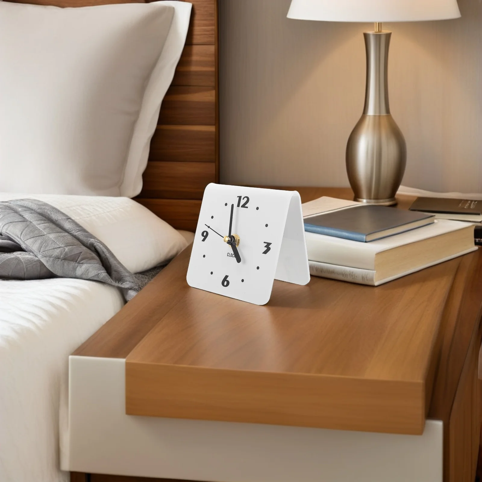 

Silent Sweep Acrylic Desk Clock Minimalist Non-Ticking Table Timepiece For Bedroom Living Room Office Home Decor Modern Shelf