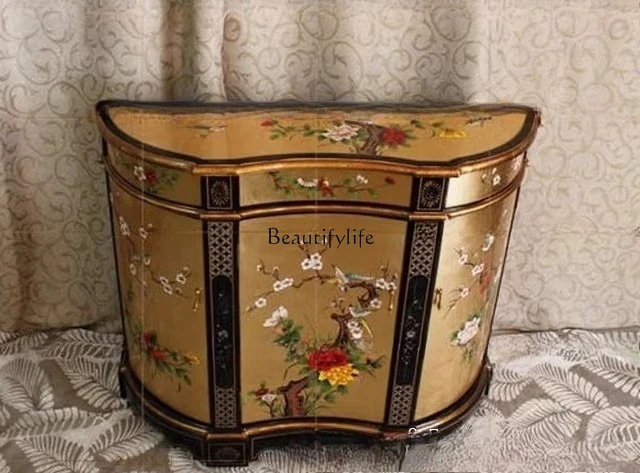 

*Modern Chinese furniture gold foil hand-painted porch locker