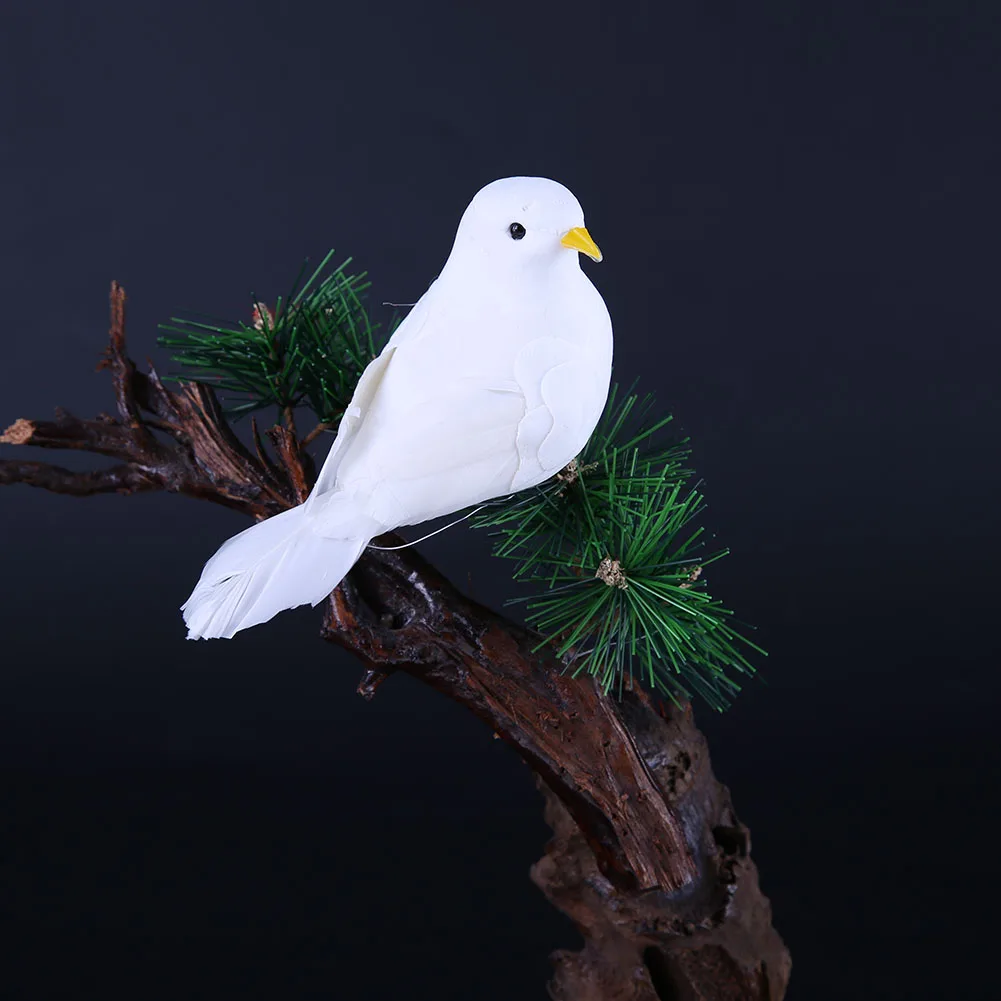 Decorative Feather Foam Pigeons With Foot Or Clip Pigeons Ornaments Simulation Foam Bird for Photo Props Home Wedding Decoration
