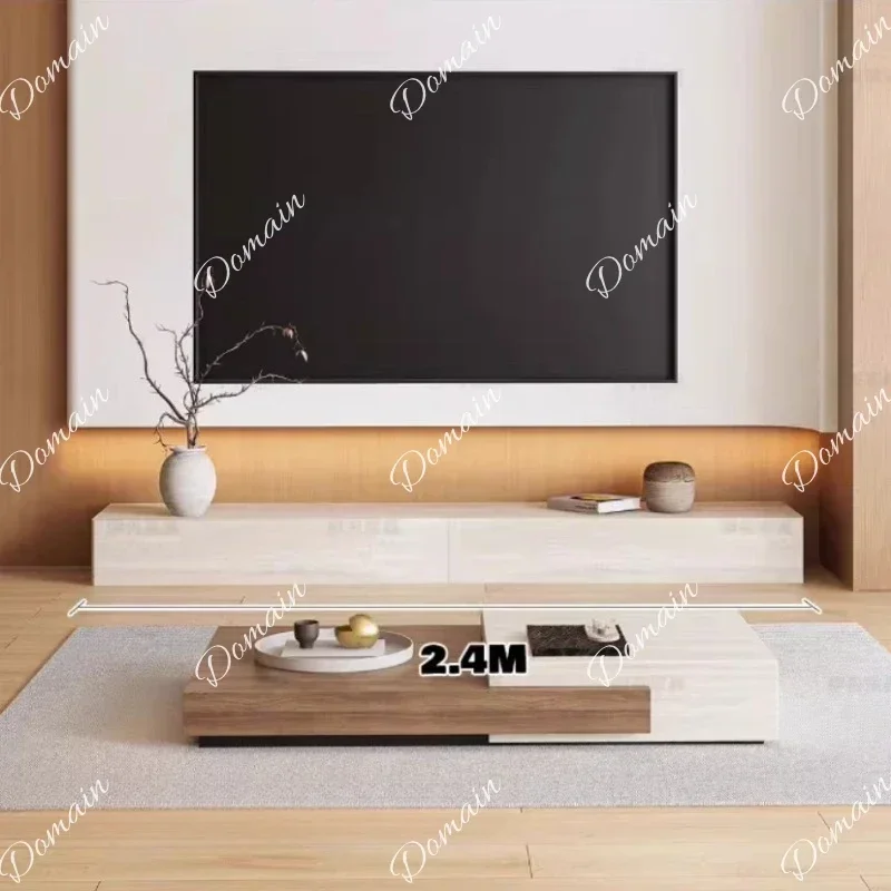 46B White Cave Stone Slab Cream Style Tv Stand Living Room Furniture Muebles Tv Customizable Minimalism Tv Cabinet Storage Locke