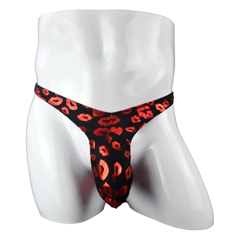 

Men's Sexy Low Rise Printed Bag T-shaped Breathable Calcinha Thong Trunks G-String T-Back Underwear Backless Mens Lingerie