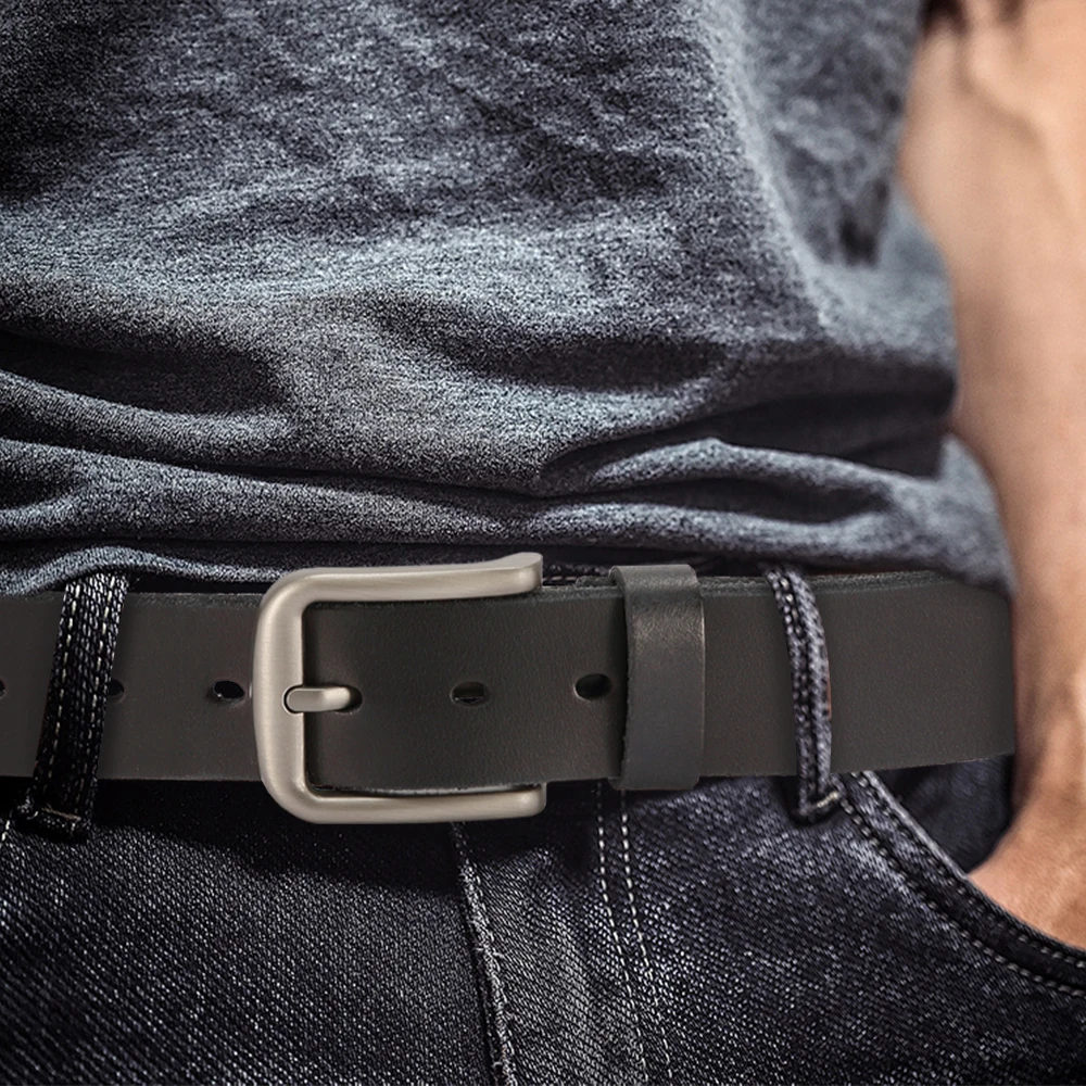 Genuine Leather For Men's High Quality Buckle Jeans Cowskin Casual Belts Business Cowboy Waistband Male Fashion Designer