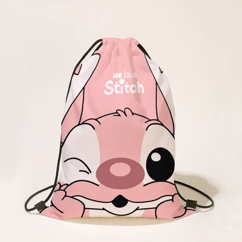 Disney Stitch Drawstring Bag Backpack Cute Cartoon Portable Children Shoulders Bag Fashion Men Women Sports Gym Travel Bags