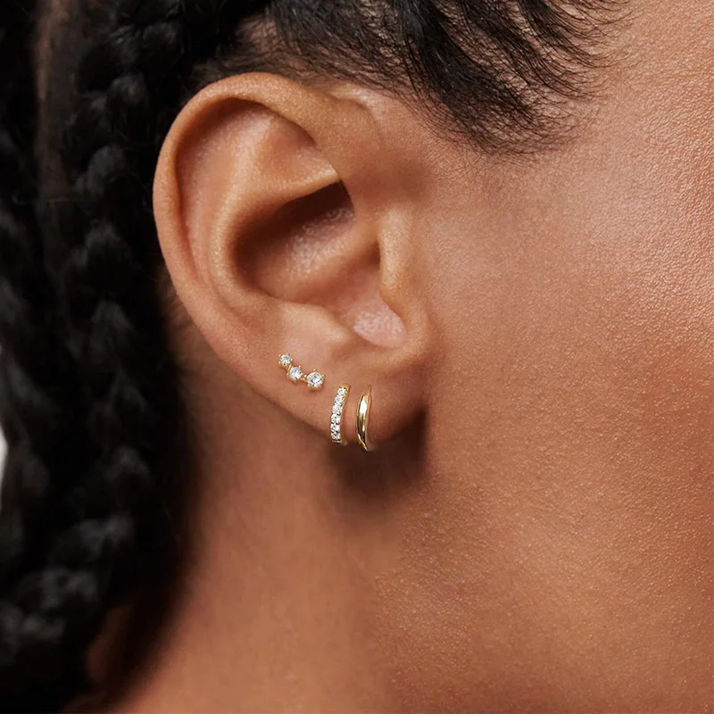 Simple Earrings for Women With Zircon New in Earrings Hoops Woman Trend 2024 Stainless Steel Gold Color Hoop Fashion Jewelry