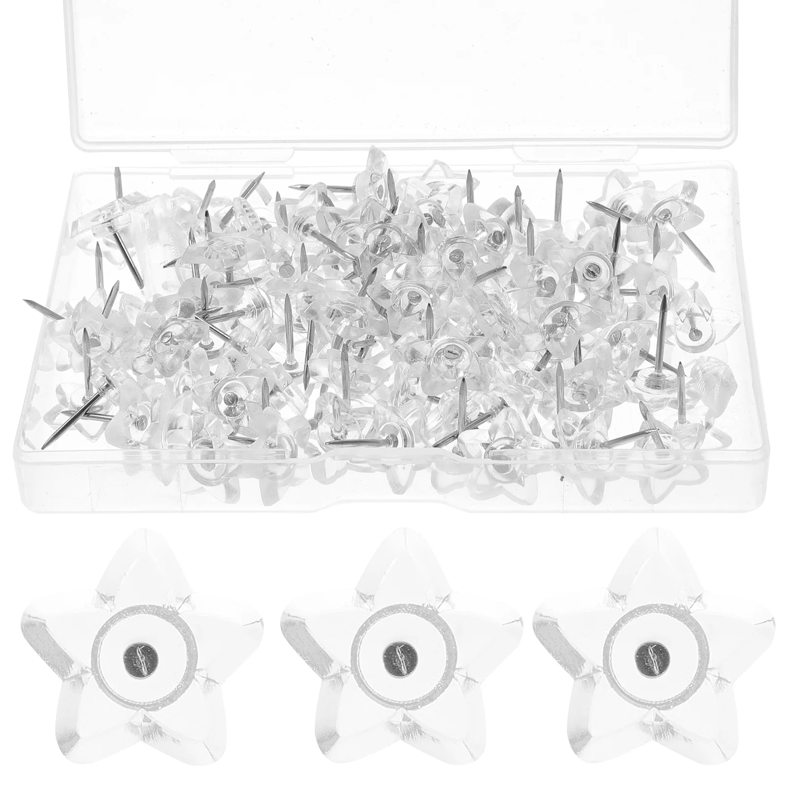 100 Pcs Accessories Simple Thumbtack Office Convenient Pushpins Plastic Metal Flat Clear Map Marking Compact