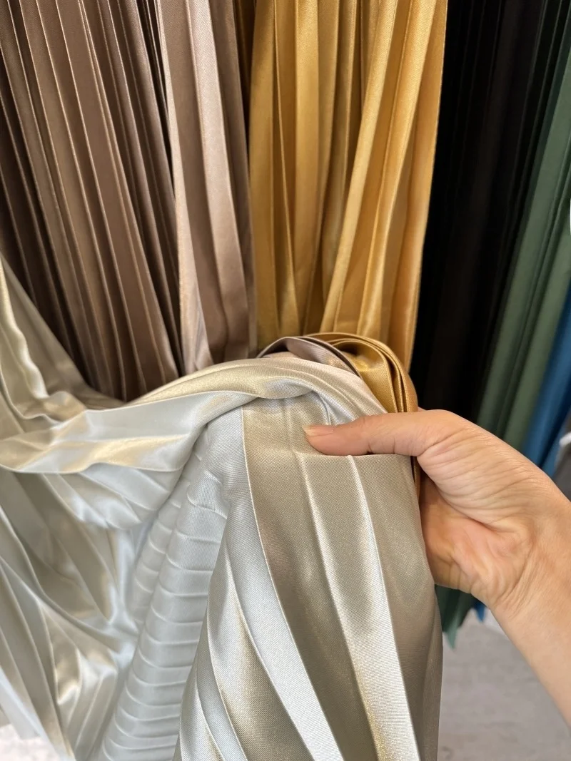 iny Satin-Plissee-A-Linien-Rock für Damen, Frühling und Herbst, schlankmachendes langes F-Länge-Kleid, Dra Ele Pendeln, Freizeitkleidung