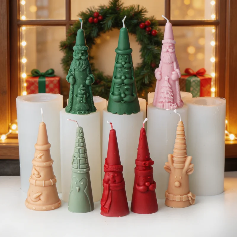 DIY Weihnachtsbaum Elch Relief Zylinder Kerzenform aus Silikon 3D Stabkerzenform Weihnachtsschneemann Kerzenformen Weihnachtsmann Weihnachtsgeschenk