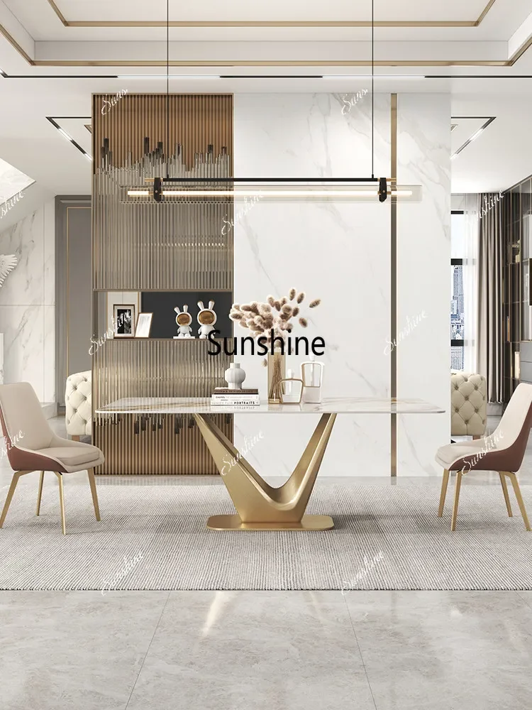 

YHigh-end slate dining table, modern light luxury home small apartment, rectangular Italian minimalist