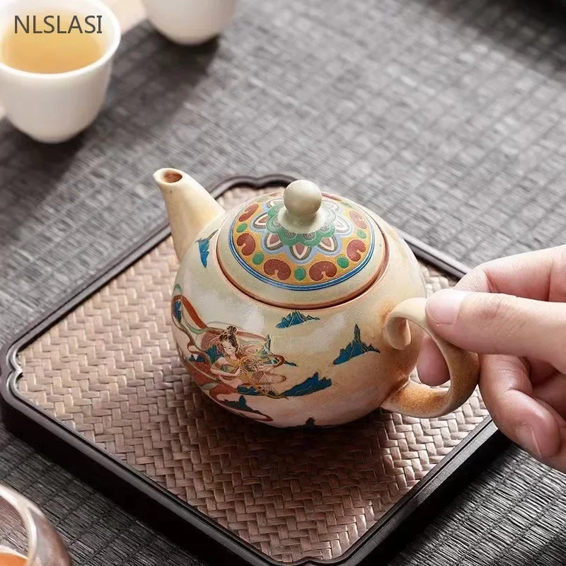 Vintage Kiln Coarser Pottery Teapot Home Ceramic Tea Pot Handmade Tea Infuser Exquisite Filter Beauty Kettle Tea Accessories