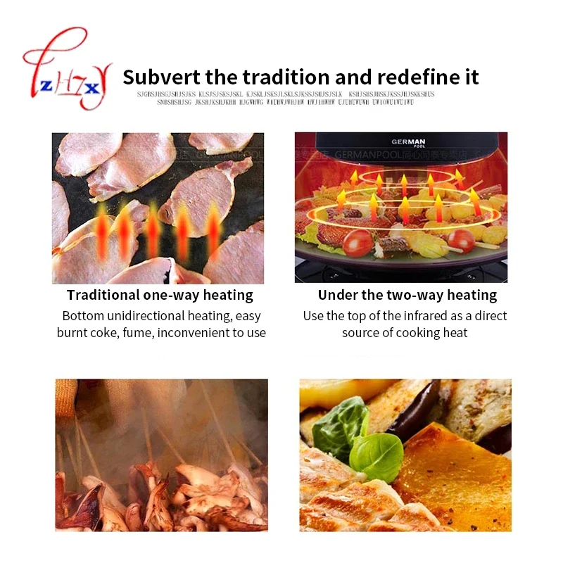 Forno eletrônico sem fumaça doméstico, Forno elétrico antiaderente para churrasco, KQB-315