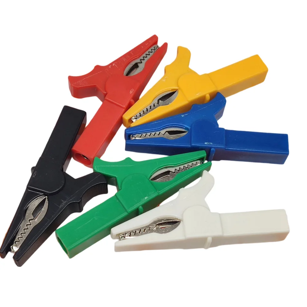 6PCS Crocodile Clips For Electrical Jumpers Insulated Safety Crocodile Clips Copper For Alligator Clip Electrical Tester Clamps