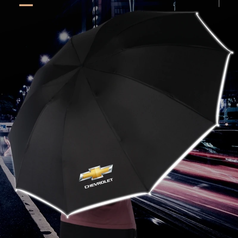 Car Led Light Automatic Folding Windproof Sunshade Umbrella For Chevrolet Aveo Bolt Cavalier Cruze Onix Orlando Silverado Spark