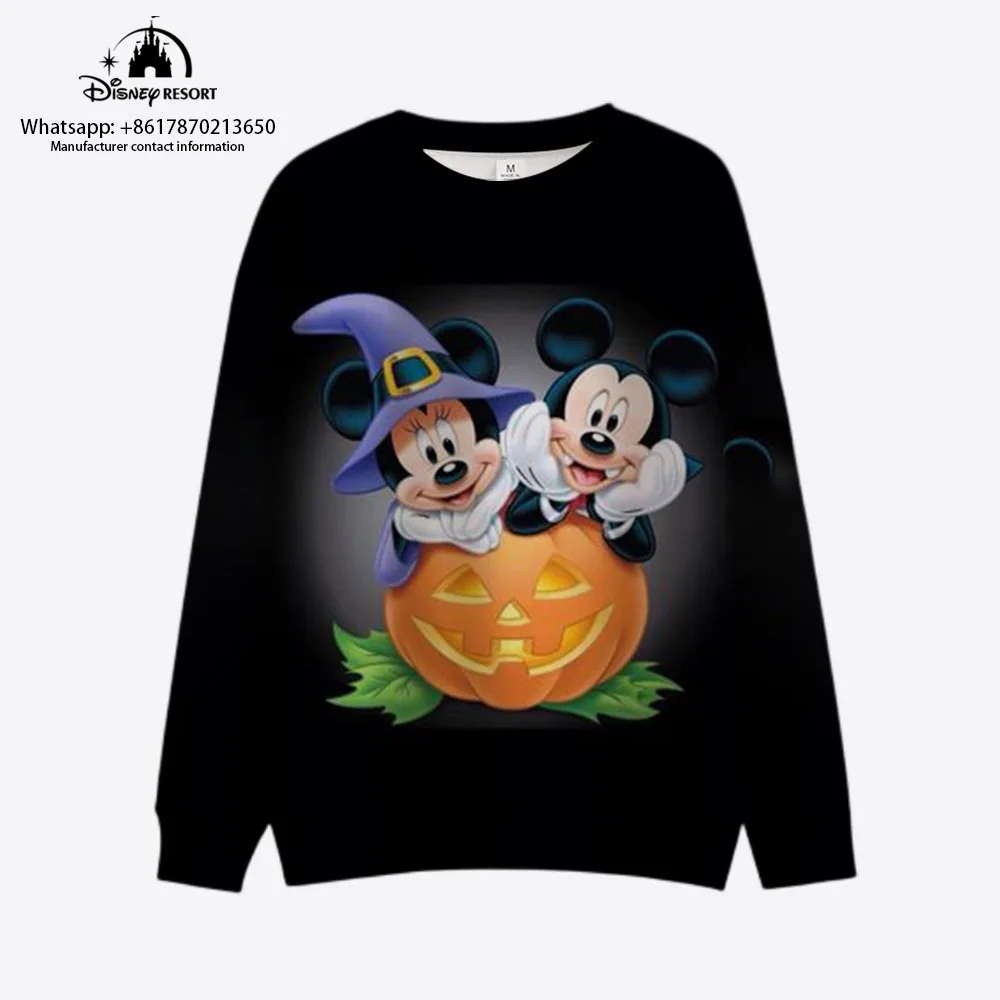 2023 New Street Clothing Halloween Mickey Minnie Autumn Round Neck Fashion Casual Women\'s Long Sleeve Tops Children\'s Pullover