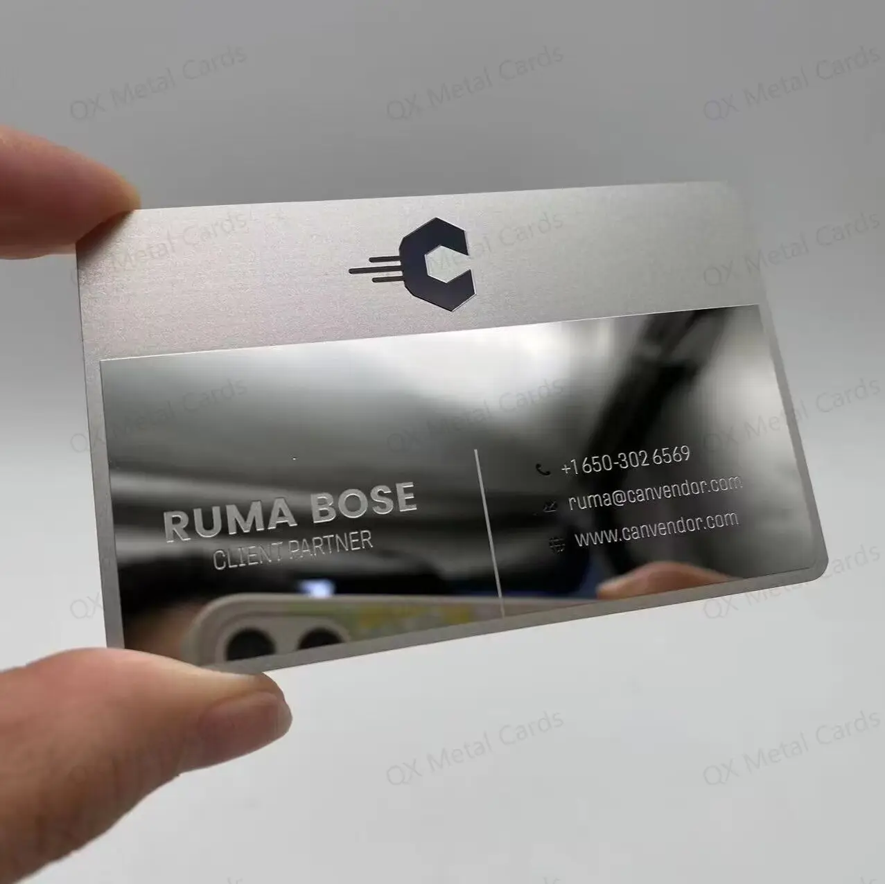 0.5mm Mirror Stainless Steel Metal Business Cards