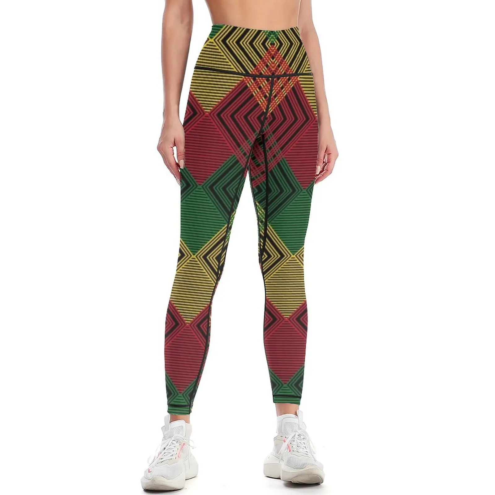 

Green, Yellow and Red lines v2 Leggings gym's sportswear Women's high waist Womens Leggings