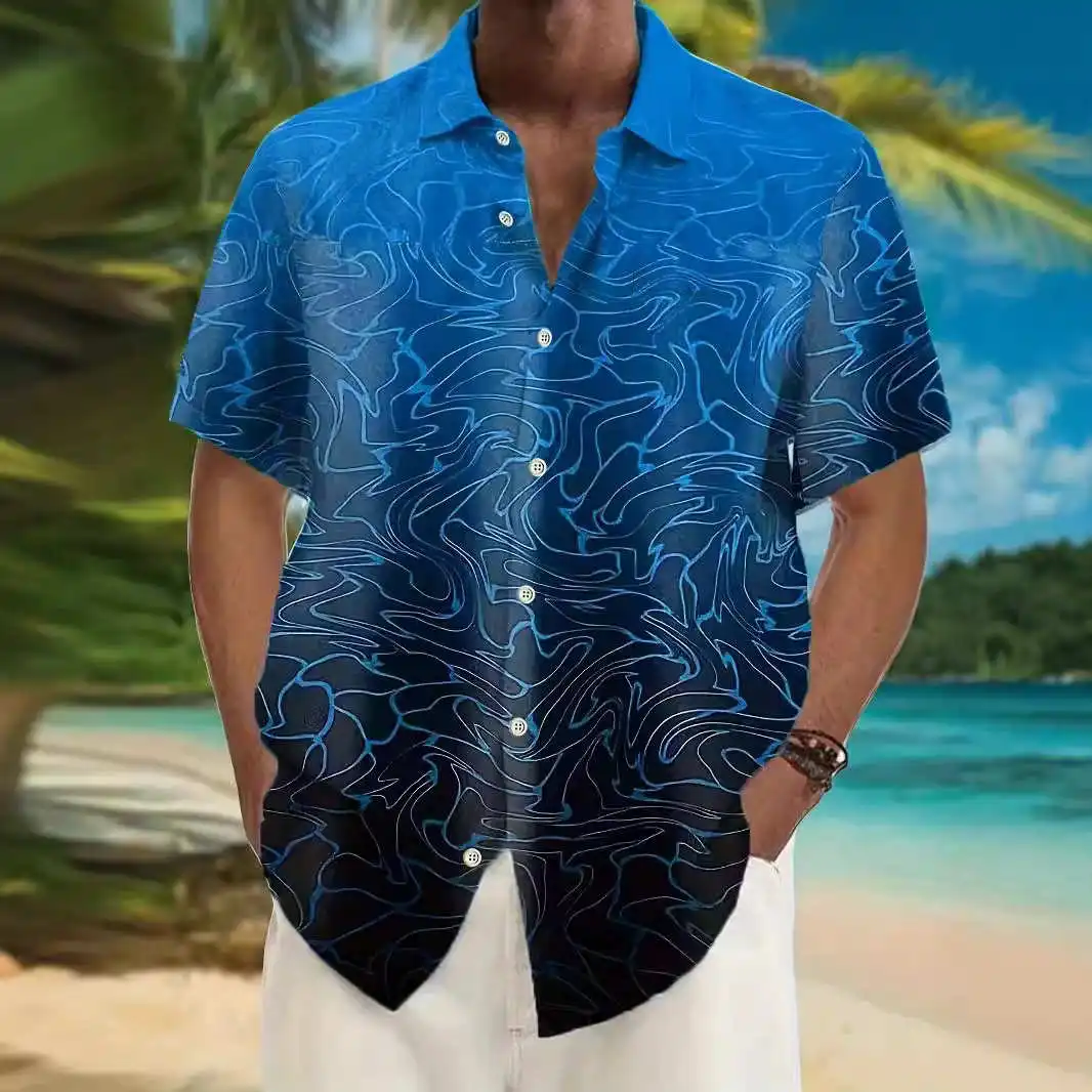 

Digital Print ort Sve Beach irt 3D Printed Casual Cotton Top for Men Summer Ice Sensation Sun Protection Loose Fit