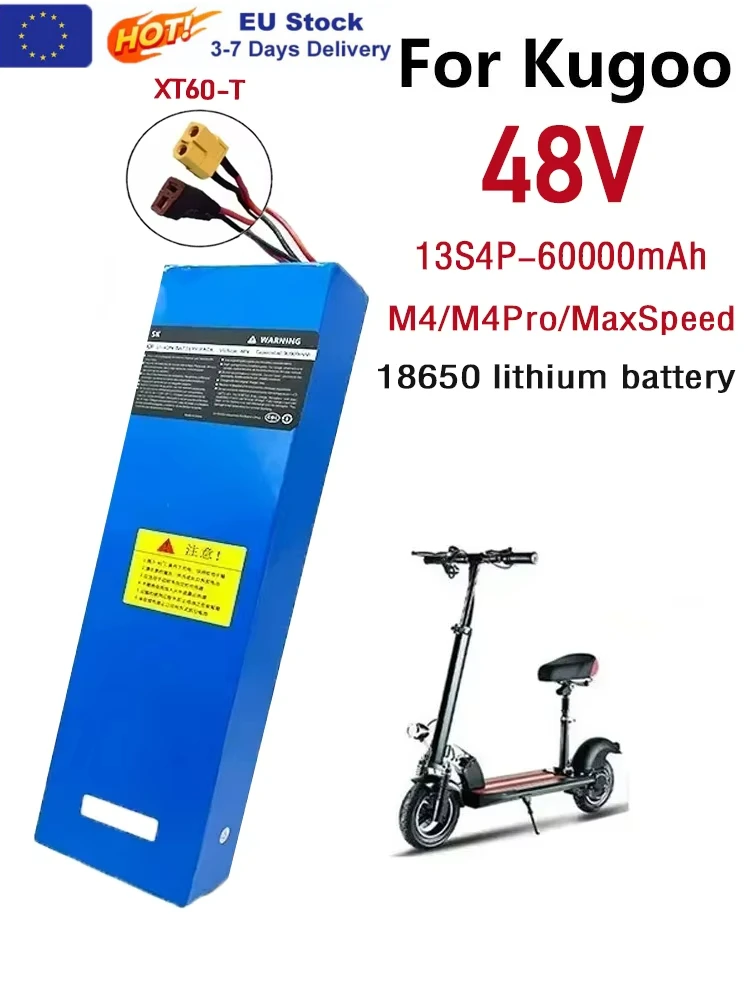 Batteria agli ioni di litio 48V Batteria agli ioni di litio 48V 60Ah 2000W 13S4P per 54,6V per scooter elettrici Citycoco BMS