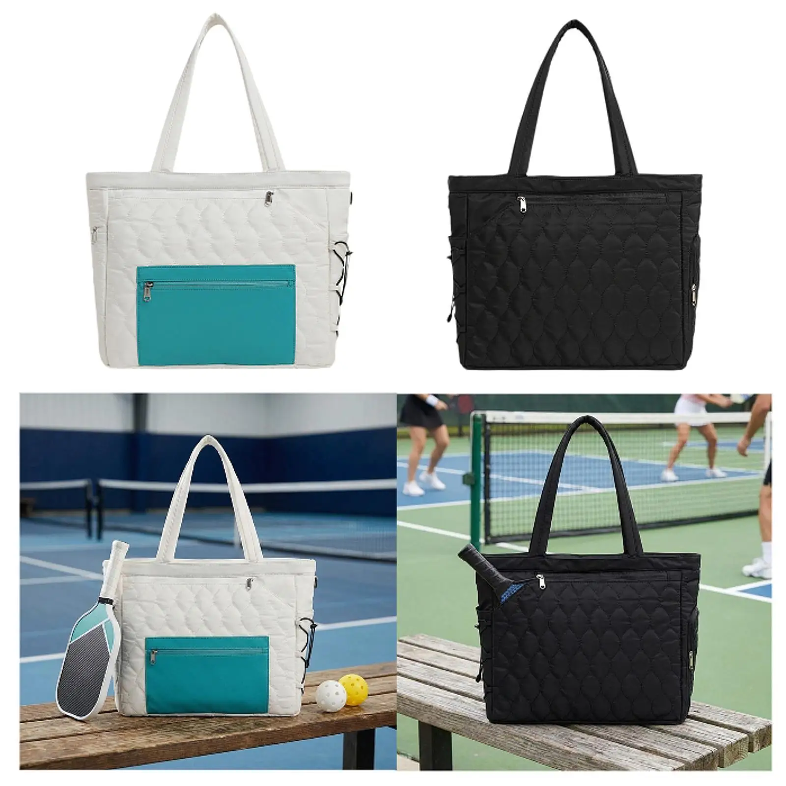 

Tennis Racket Bag PU Material Sports Bag Multifunctional Pickleball Ball Bag with Wet Pocket for Ladies Travel