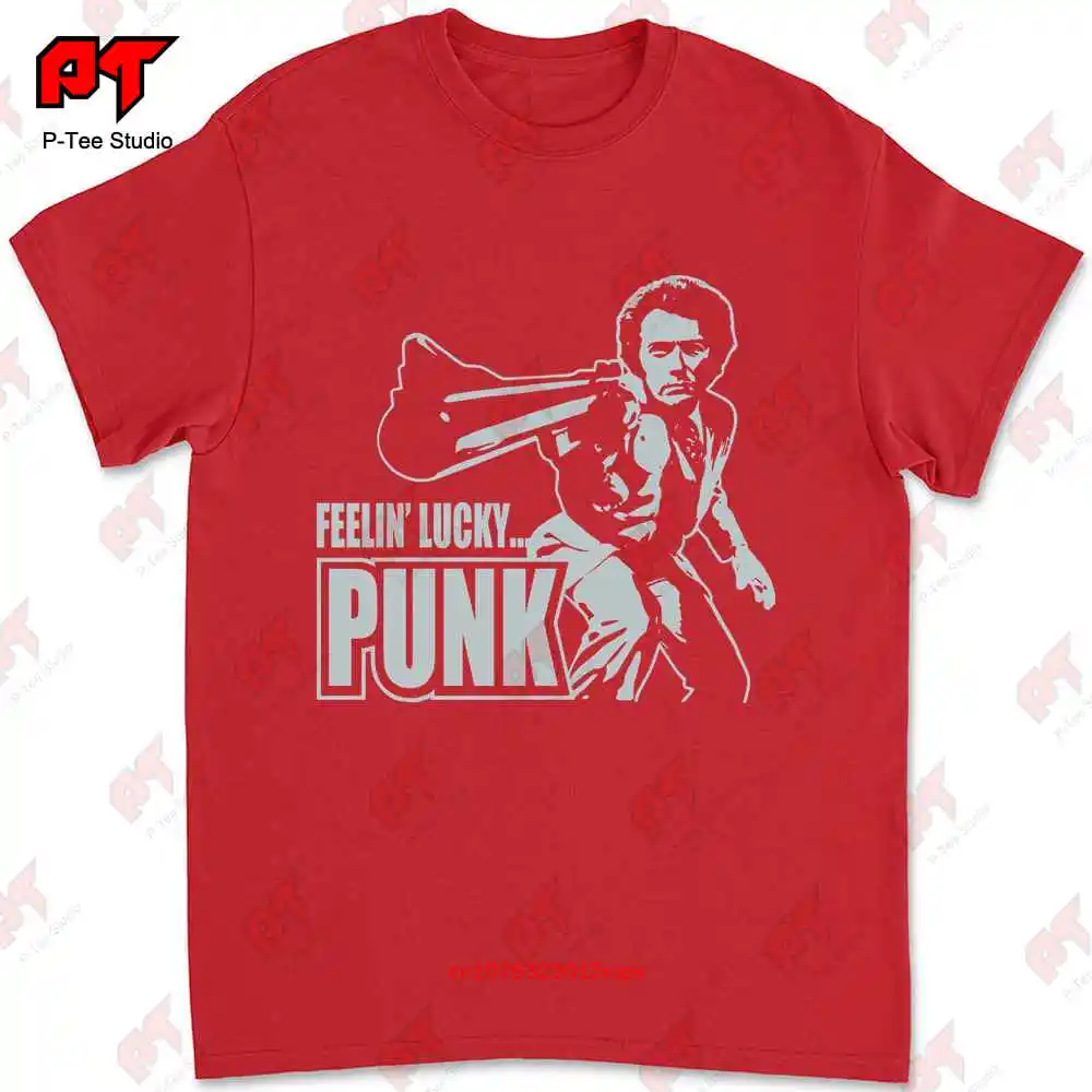 Dirty Harry Feelin Lucky Punk T Shirt Clint Eastwood Inspired Movie Film 7R9Q