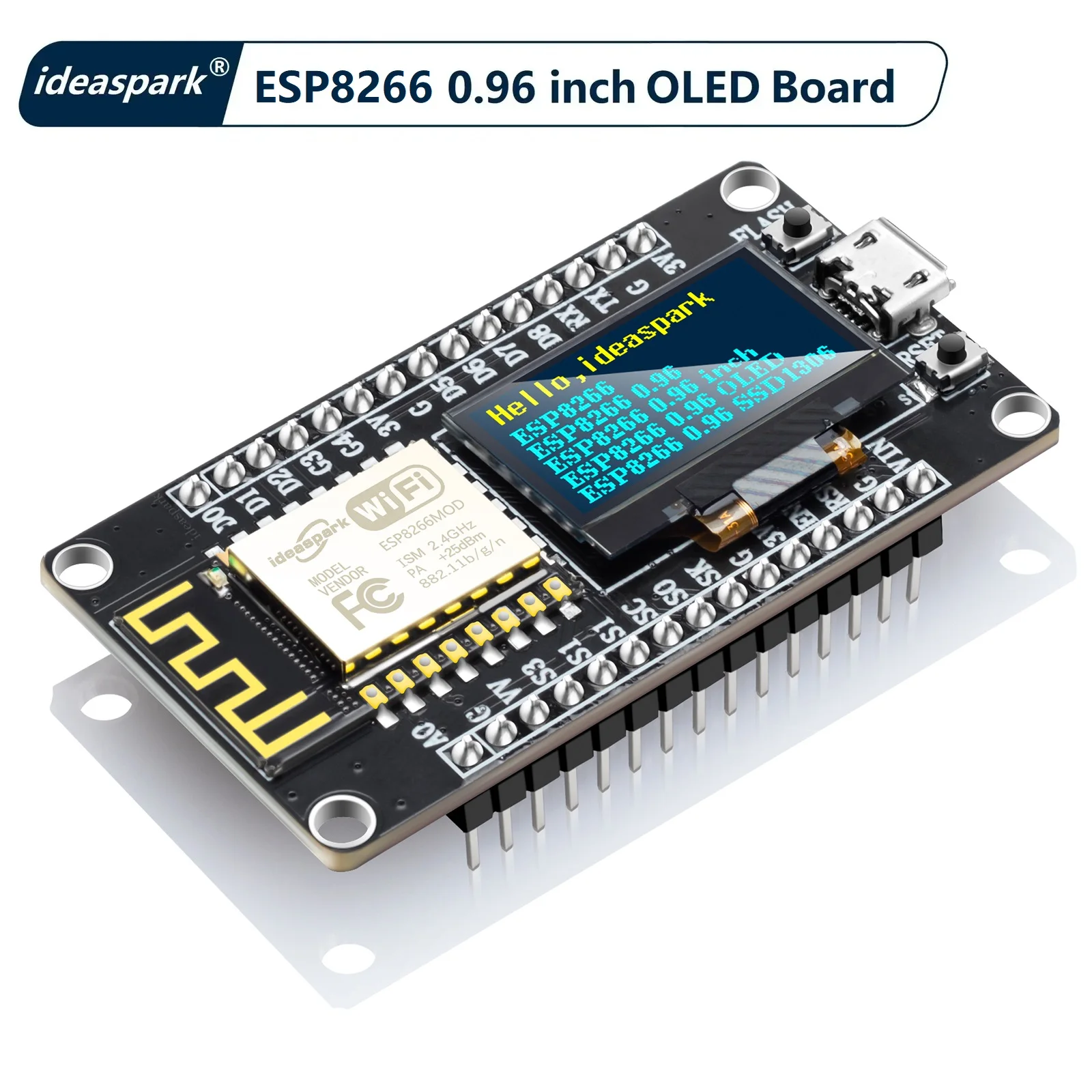 NodeMCU ESP8266 Development Board with 0.96\'\' OLED Display,CH-340,ESP-12E WiFi Module,Micro USB for Arduino/Micropython ESP8266