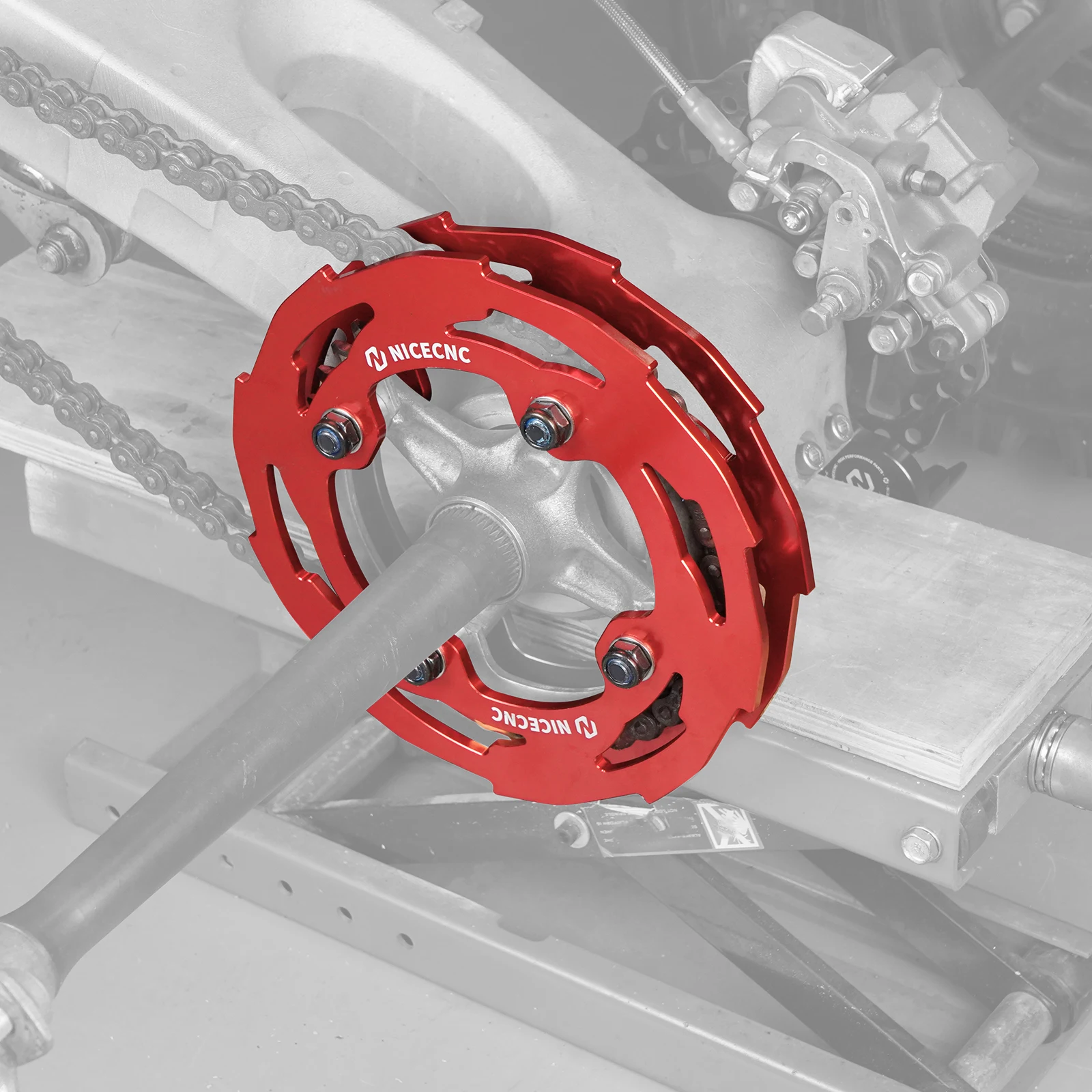 NICECNC für Yamaha YFZ450R 2009-2023 5mm Aluminium-Kettenradschutz, verhindert Abfallen, rostfrei, ATV-Zubehör – Detail 16