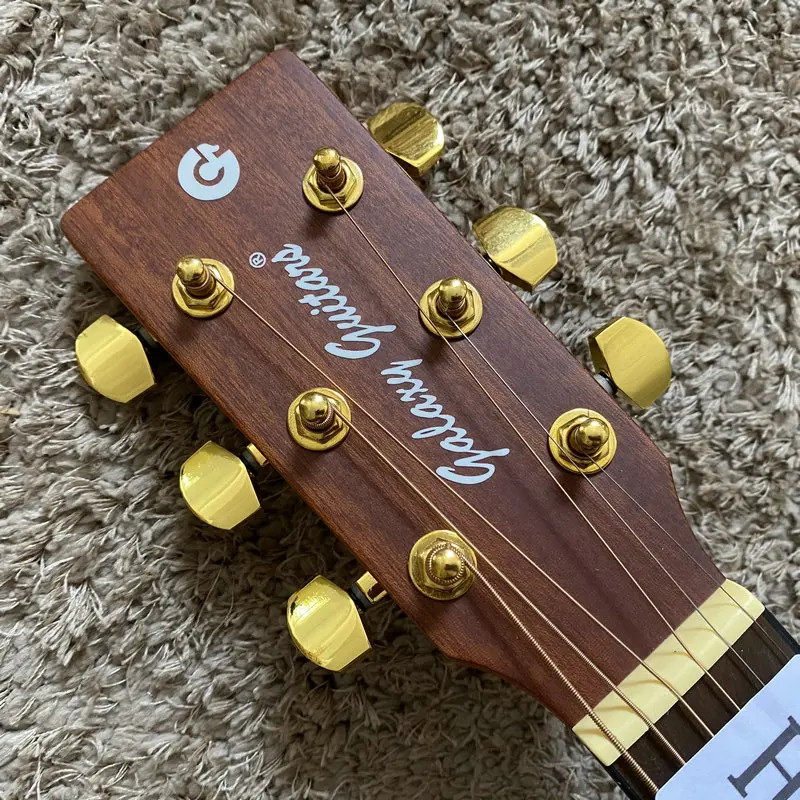 

H408 20 Frets Golden Machine Heads 41'Acoustic Guitar for Beginner Galaxy Genuine Solid Spruc with Mahogany Brand New