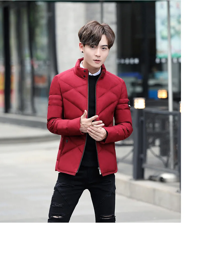 Autumn Winter Jacket Men Thicken Warm Cotton-padded Mens Jackets Slim Fit Stand Collar Youth Winter Jackets and Coats For Me