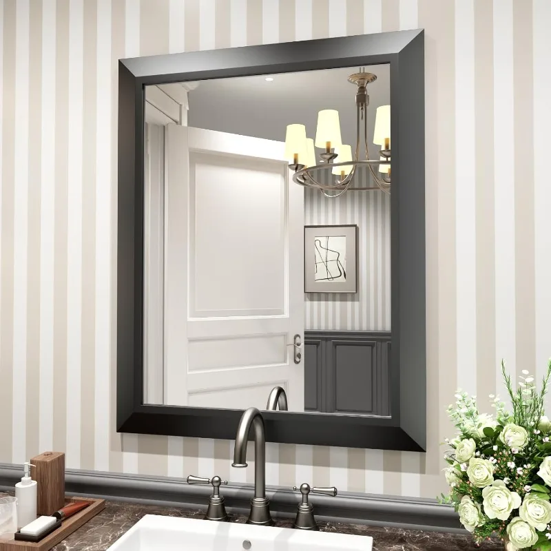 Bathroom Mirror, 24x30 Inch Thick Metal Framed Wall Mirrors for Over Sink, Bedroom, Living Room, Entryway, Rectangle