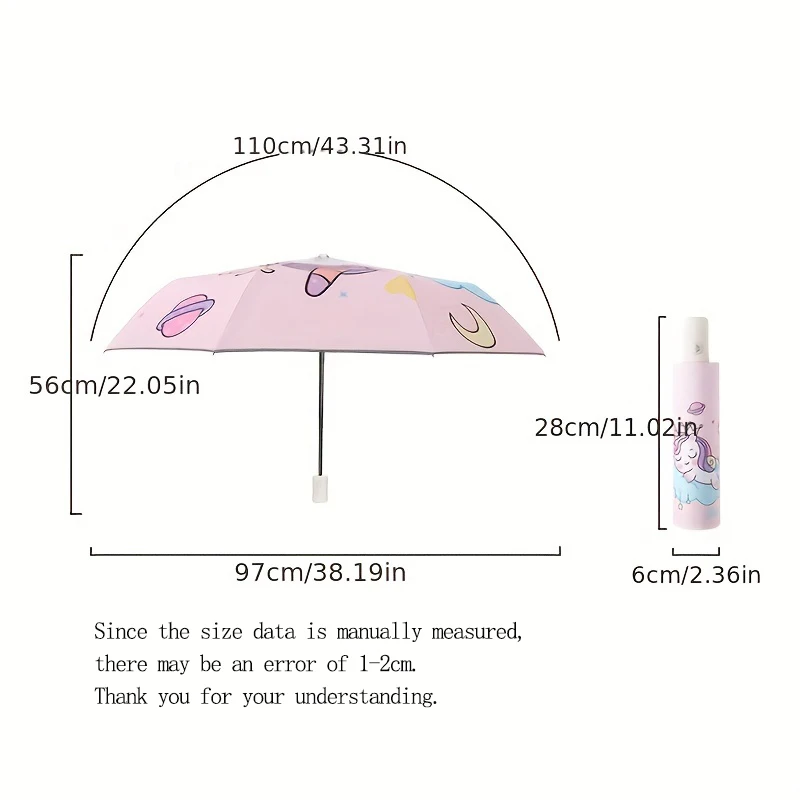 Umbrella Unicorn Princess Crown Cute Automatic Umbrella Portable Anti-rebound Design Reflective stripe design gift umbrella