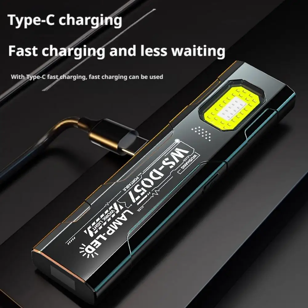 Portable Mini Work Lights With Magnetic Rechargeable LED Flashlight Portable Stepless Dimming Emergency Car Repair Lamps