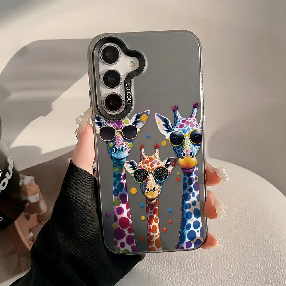 Phone Case for Samsung Galaxy S26 S25 S24 S23 S22 Ultra Cases Sunglasses Giraffe Dopamine Playful Style Shockproof Shell Fundas