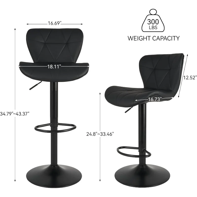 

Modern Bar Stools Set of 4,Adjustable Faux Leather Upholstered Swivel Bar Stools,Counter Height Bar Chairs with Back for Kitchen