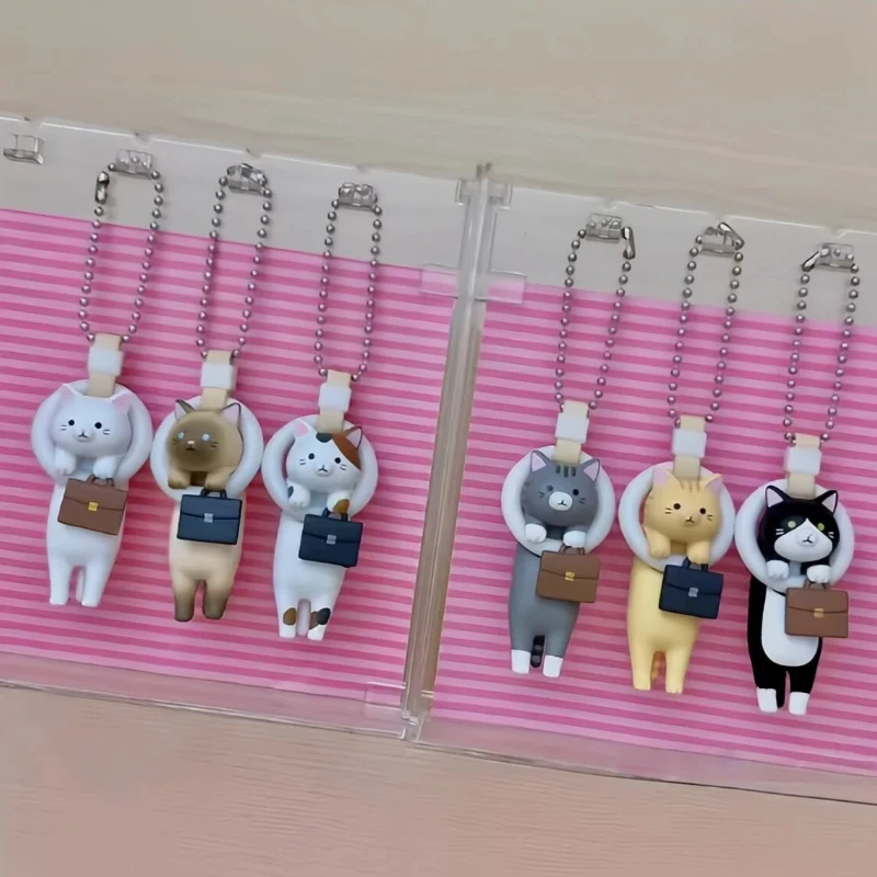 

Kawai Anime Hanging Ring Commuter Handbag Cat Action Figure Keychain Blind Box Bagpack Pendent Capsule Gift For Anime Lovers