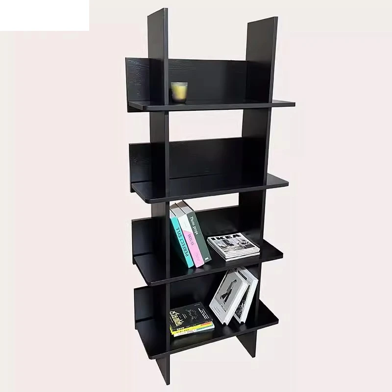 Factory Direct 2026 Top Scaffale multistrato nordico, scaffale per scale, medievale contro il muro, libreria nera