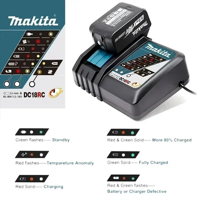 Makita  14.4V-18V Dual Port Fast Charger DC18RD LXT Compatible for BL1815 BL1830 BL1840 BL1850 BL1860 Li-ion Batteries