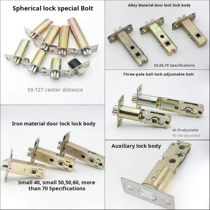 Bedroom Old-fashioned Door Handle Lock Core Universal Door Lock Tongue Accessories Indoor Spherical Door Lock Core Hardware