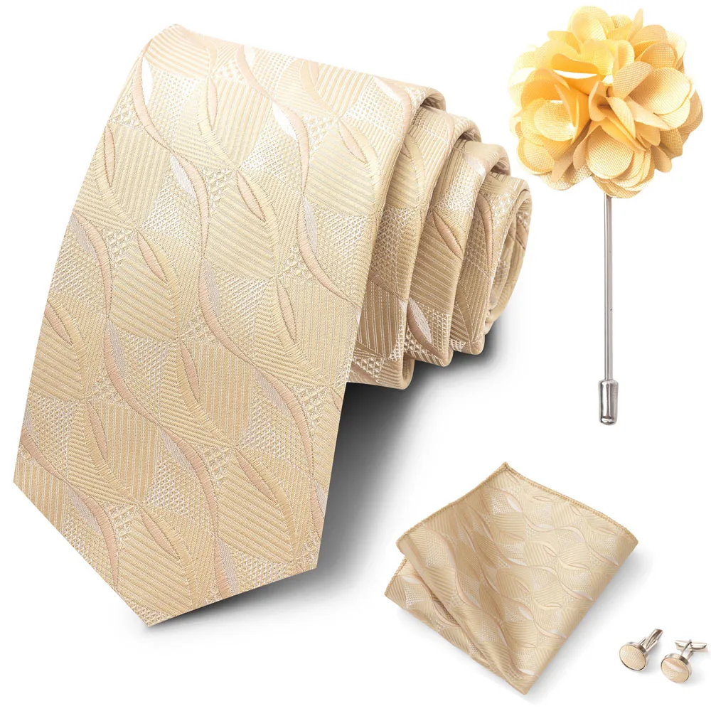 Großhandel Mode 8 cm Krawatte Taschentuch Manschettenknopf Pin Set Männer Krawatte Lila Paisley Anzug Zubehör Fit Hochzeit Geburtstag Geschenk – Detail 29