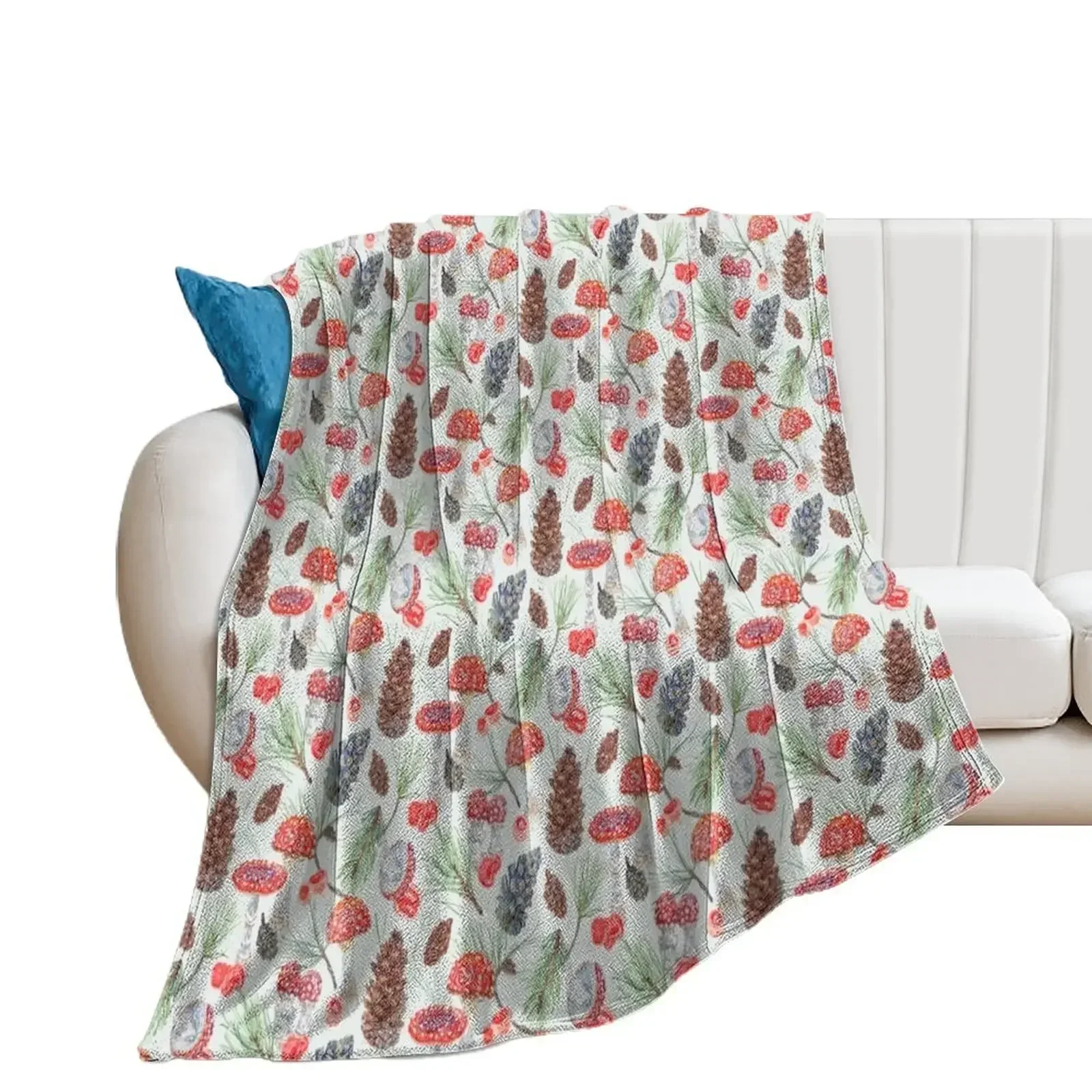 

Toadstools and Pine - Mint Throw Blanket Bed Nap Thermals For Travel Blankets